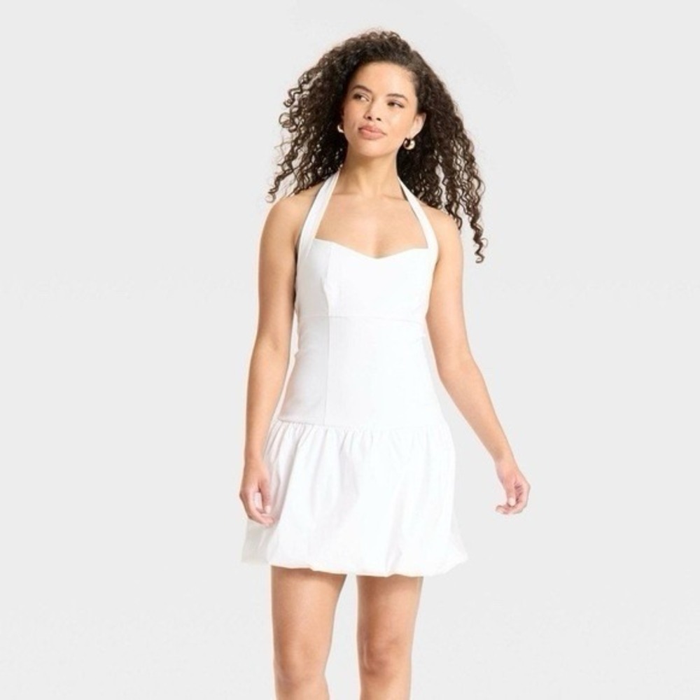 Women's White Bubble Mini A-Line Dress - Wild Fable Small